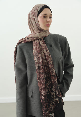 Pearline Pattern Cotton Viscose Hijab Plum