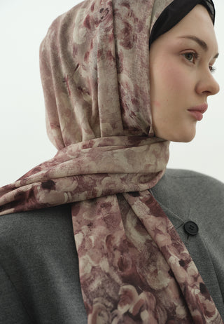 Pearline Pattern Cotton Viscose Hijab Plum