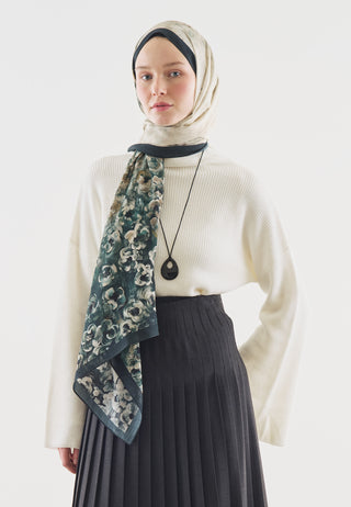 Pearline Pattern Cotton Viscose Hijab Dark Green