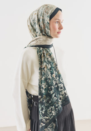 Pearline Pattern Cotton Viscose Hijab Dark Green
