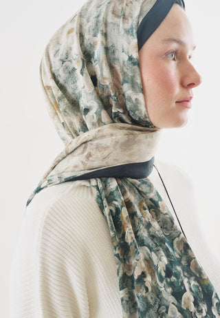 Pearline Pattern Cotton Viscose Hijab Dark Green
