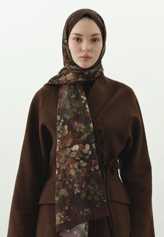 Dark Beauty Pattern Cotton Viscose Hijab Burgundy