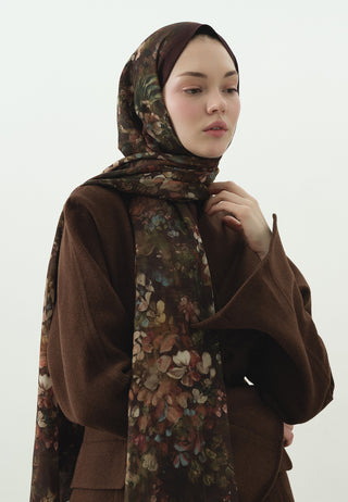 Dark Beauty Pattern Cotton Viscose Hijab Burgundy