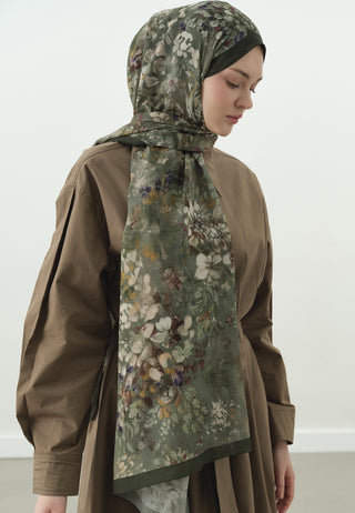 Dark Beauty Pattern Cotton Viscose Hijab Pistachio