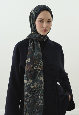 Dark Beauty Pattern Cotton Viscose Hijab Midnight Blue