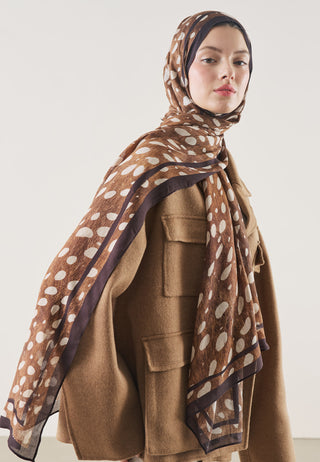 Wild Fawn Pattern Rami Hijab Brown