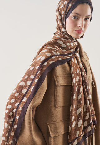 Wild Fawn Pattern Rami Hijab Brown