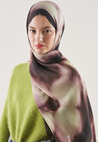 Floral Batik Patterned Rami Hijab Tree Bark