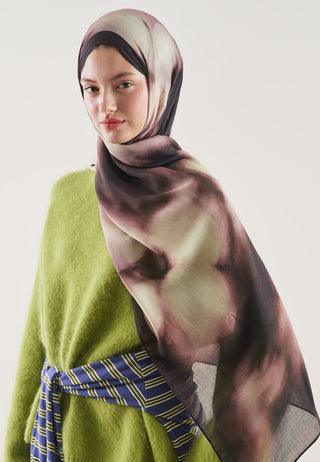 Floral Batik Patterned Rami Hijab Tree Bark