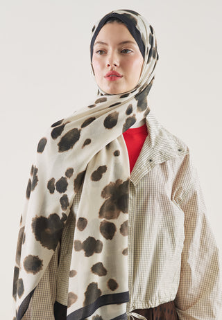 Cow Pattern Rami Hijab Beige