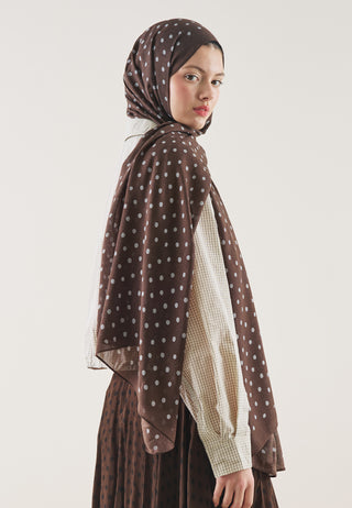Small Polka Dot Pattern Rami Hijab Deep Brown