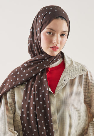 Small Polka Dot Pattern Rami Hijab Deep Brown
