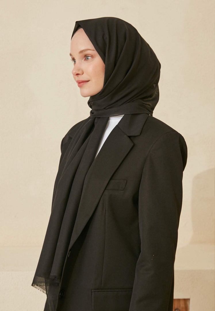 Thin Cotton Voile Hijab Black