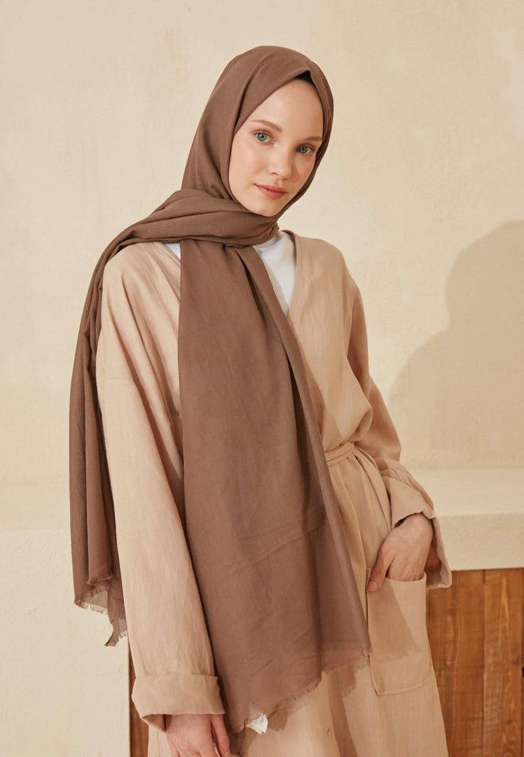 Thin Cotton Voile Hijab Pastel Brown