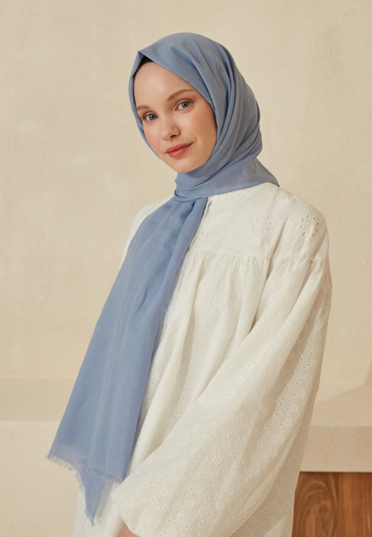 Thin Cotton Voile Hijab Mystic Blue