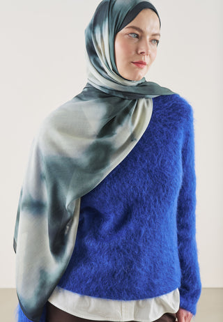 Floral Batik Patterned Rami Hijab Sea Foam