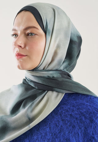 Floral Batik Patterned Rami Hijab Sea Foam