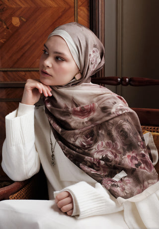 Marielle Pattern Cotton Viscose Hijab Beige