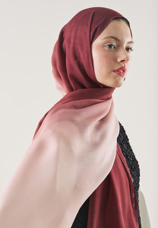 Gradient Pattern Rami Hijab Burgundy Powder