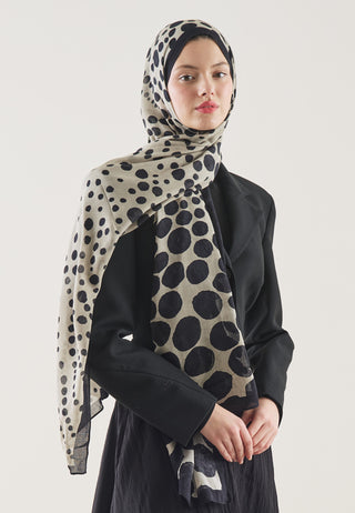 Polka Dots Pattern Rami Hijab Black