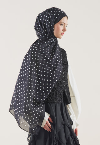 Small Polka Dot Pattern Rami Hijab Black