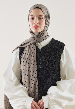 Small Polka Dot Pattern Rami Hijab Taupe