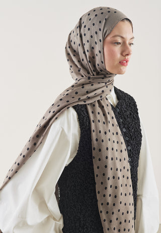 Small Polka Dot Pattern Rami Hijab Taupe