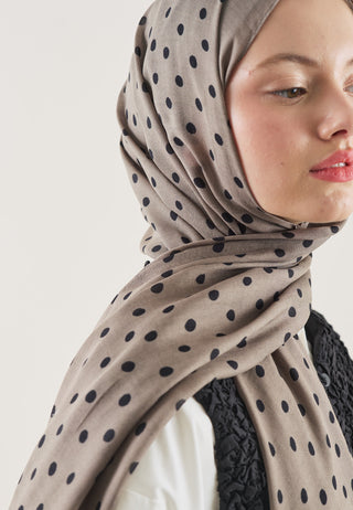 Small Polka Dot Pattern Rami Hijab Taupe