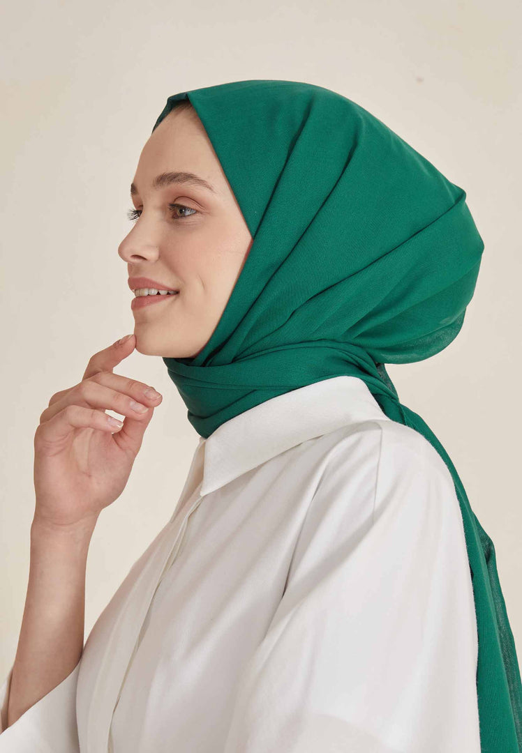 Thin Cotton Voile Hijab Forest Green