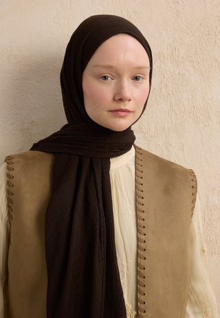 Modal Crinkle Hijab Bitter Brown