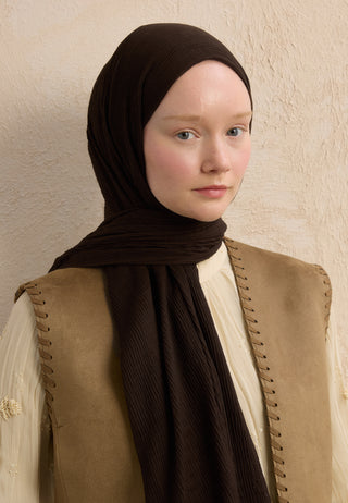 Modal Crinkle Hijab Bitter Brown