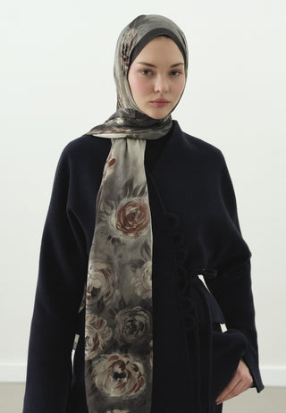 Marielle Pattern Cotton Viscose Hijab Smoke Gray