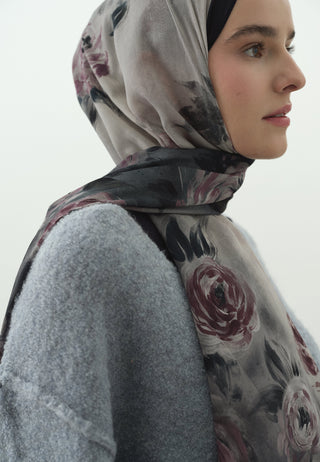 Marielle Pattern Cotton Viscose Hijab Midnight Blue