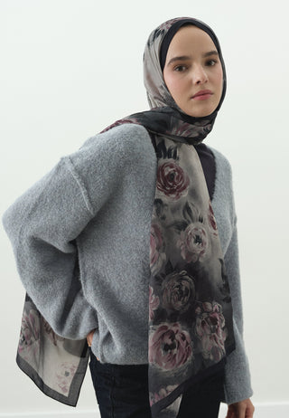 Marielle Pattern Cotton Viscose Hijab Midnight Blue