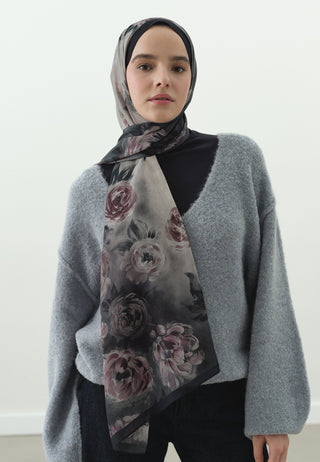Marielle Pattern Cotton Viscose Hijab Midnight Blue
