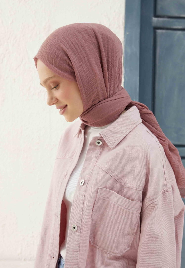 Crinkle Cotton Hijab Dusty Rose