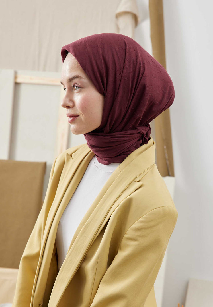 Bamboo Square Scarf Dark Burgundy