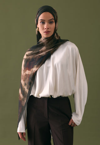 Batik Patterned Rami Hijab Brown