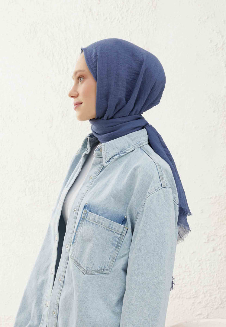 Crinkle Cotton Hijab Denim