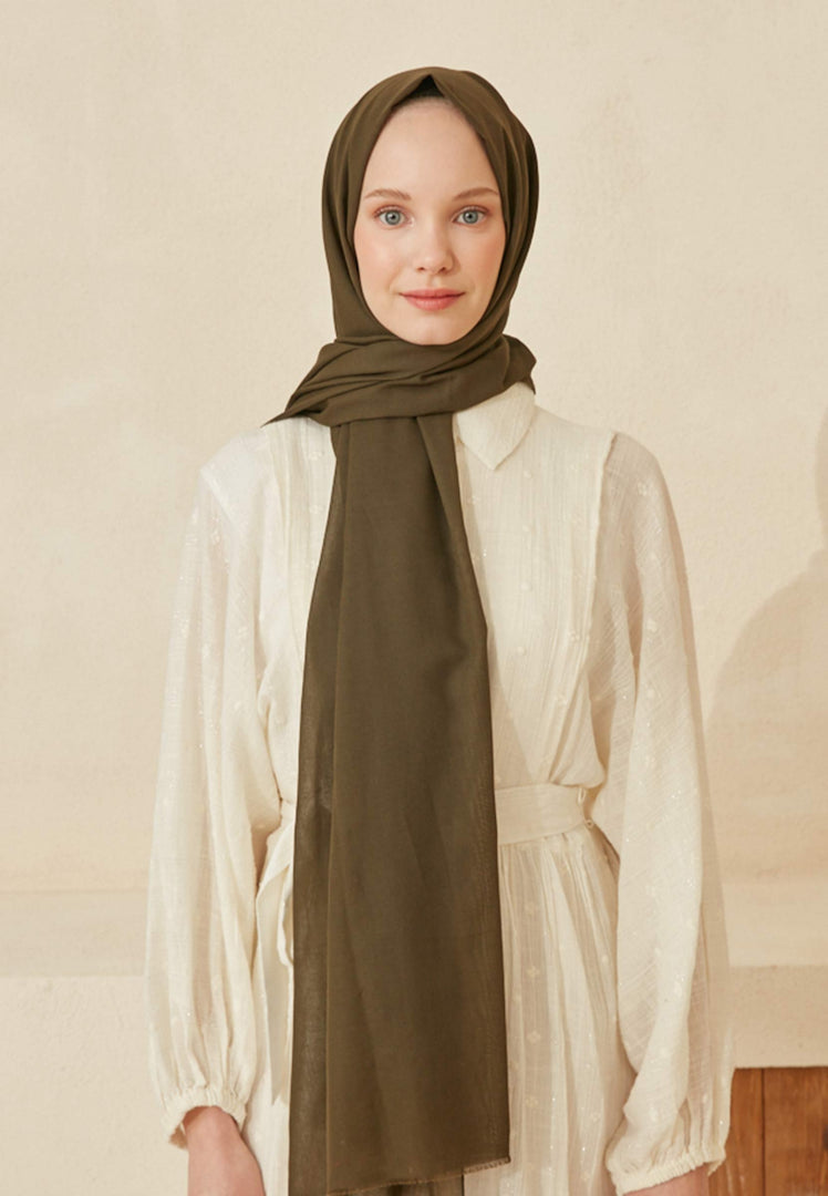 Thin Cotton Voile Hijab Khaki