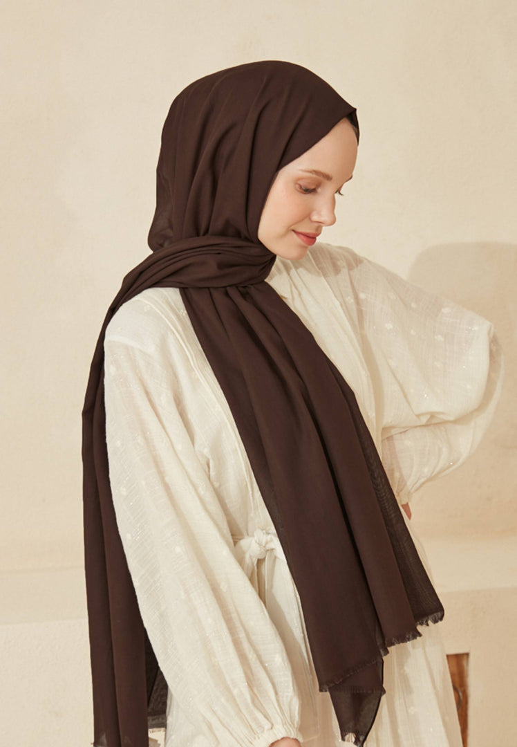 Thin Cotton Voile Hijab Chocolate Brown