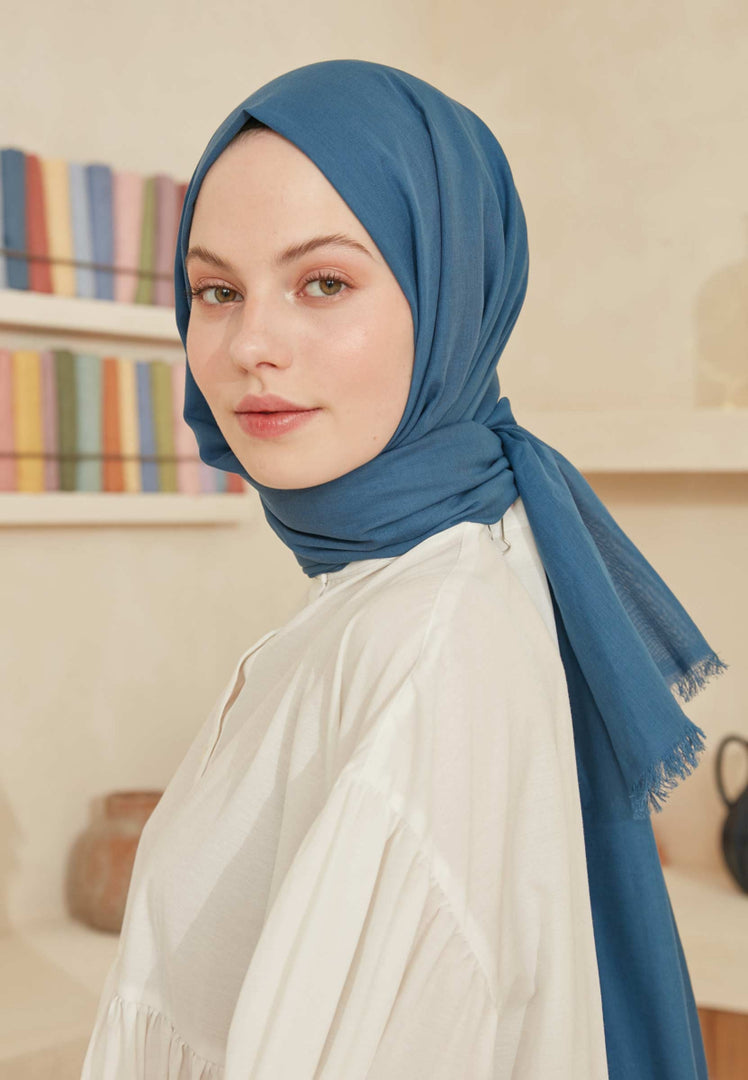 Thin Cotton Voile Hijab Indigo