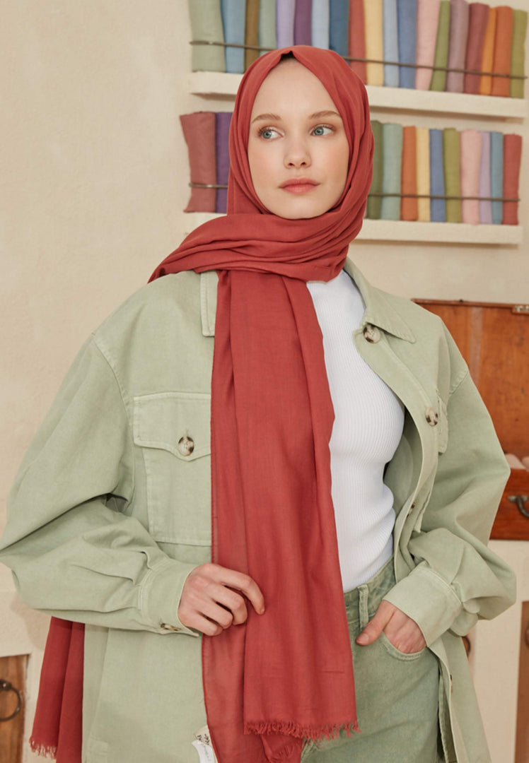 Thin Cotton Voile Hijab Peach