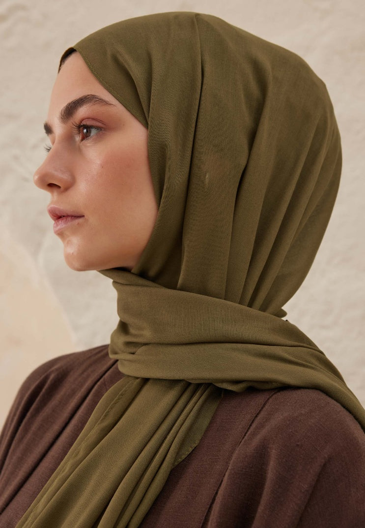 Rami Viscose Hijab Military Khaki