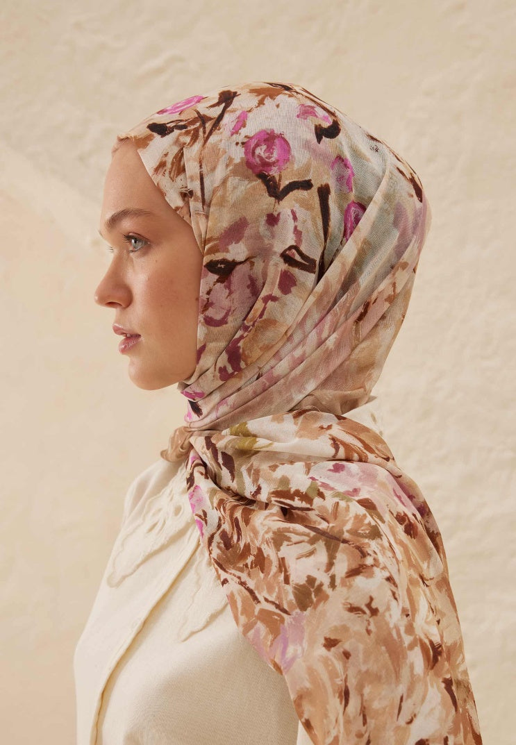 Margarit Pattern Rami Hijab Milky Brown
