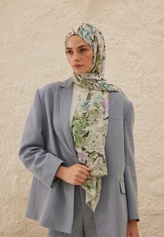 Margarit Pattern Rami Hijab Dark Green