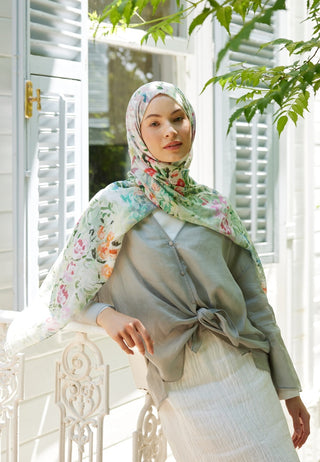 Margarit Pattern Rami Hijab Soft Green