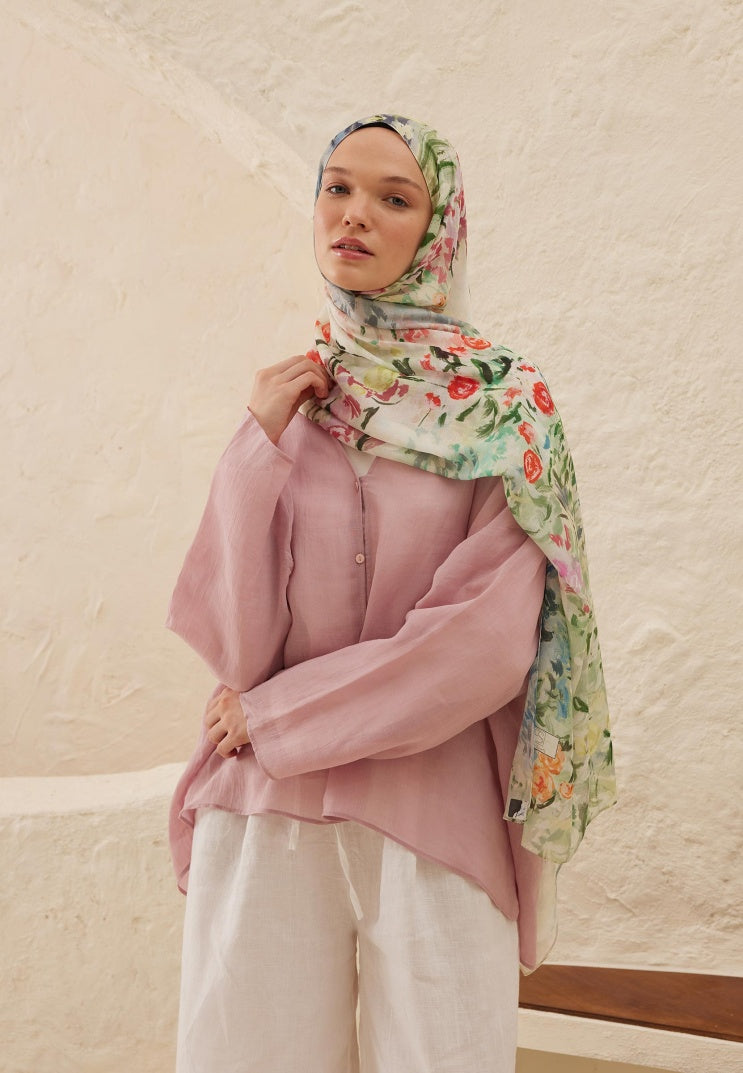 Margarit Pattern Rami Hijab Soft Green