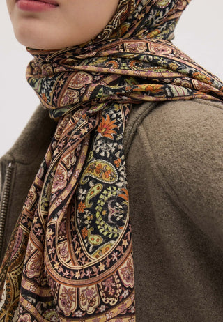 Nordic Paisley Patterned Hijab Camel