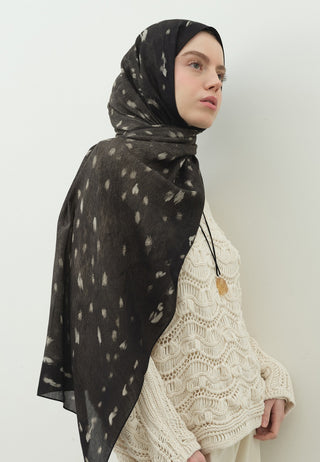 Fawn Pattern Cotton Viscose Hijab Black
